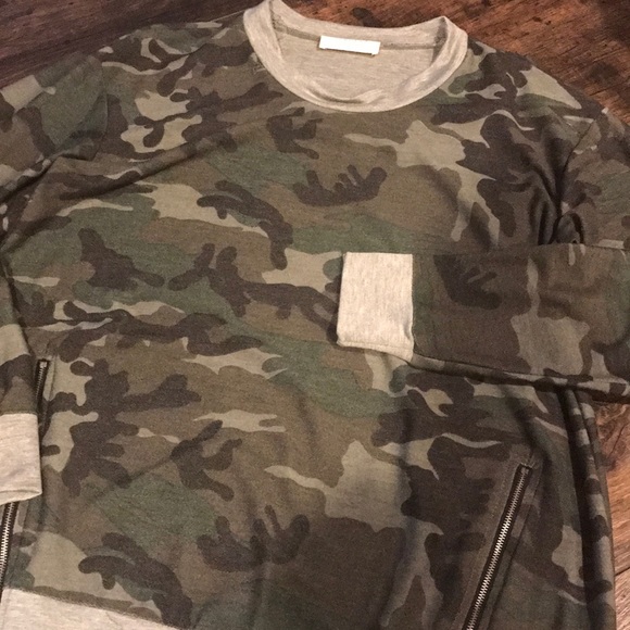 Camo Knit Zipper Long Sleeve Top - Picture 2 of 3